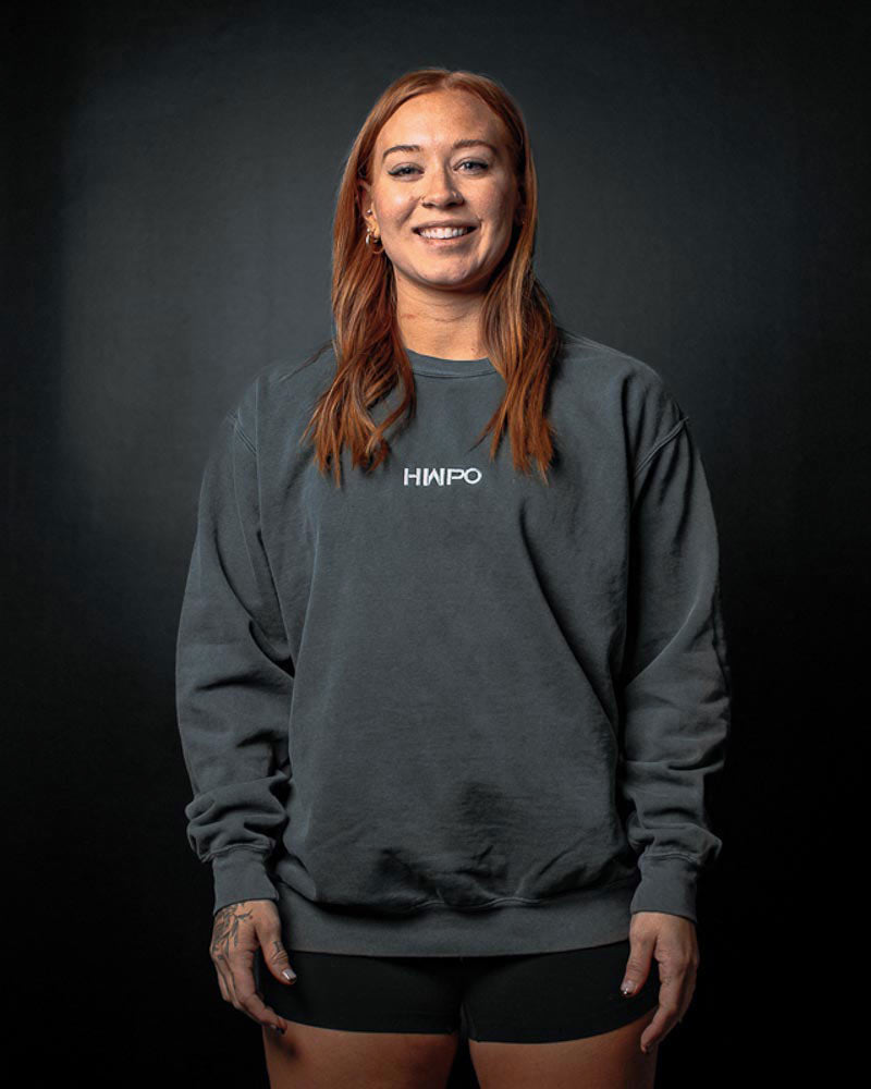 Preslie Hirsch wearing the HWPO Crew Sweatshirt