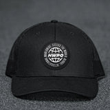 Detailed front view of the HWPO Global Trucker Hat