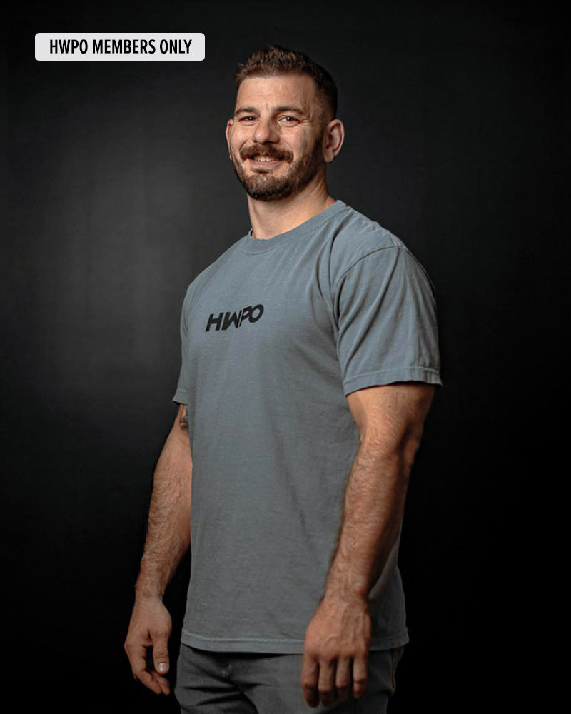 Mat Fraser wearing the Grey Hard Worker Tee