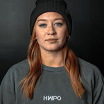 Front view of HWPO Beanie in Black on Preslie